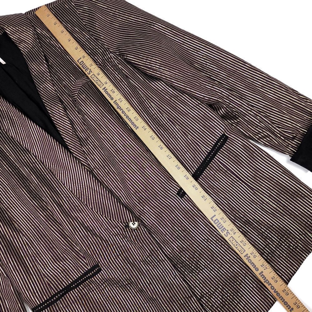 FREE PEOPLE Sunset Blazer Oversized Menswear Suit Jacket Metallic Stripe Medium - Picture 5 of 11
